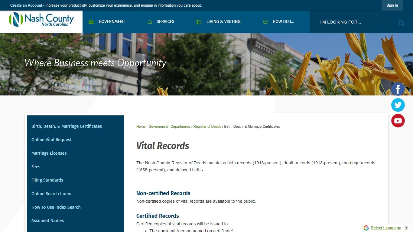 Vital Records | Nash County, NC - Official Website